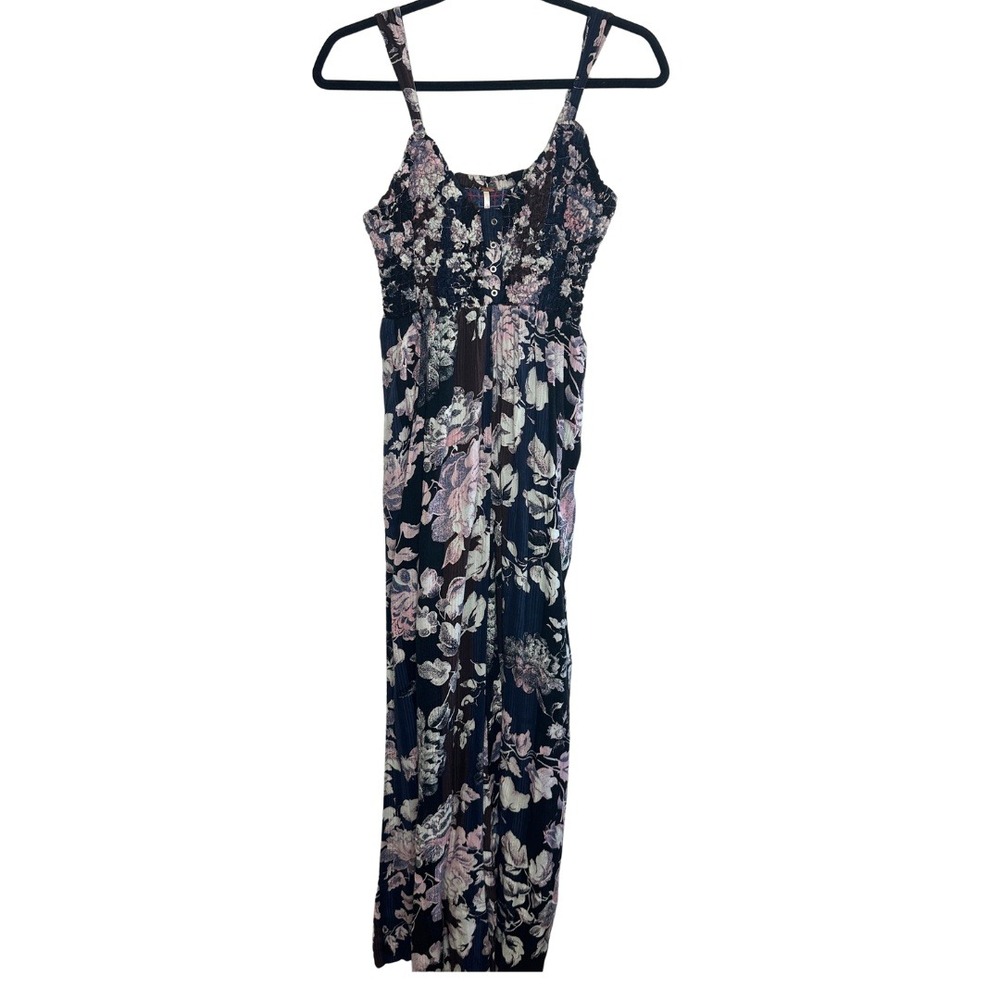 NWT Free People Melrose Wide Leg Jumpsuit Size XS Floral Print Smocked Waist - Picture 3 of 8